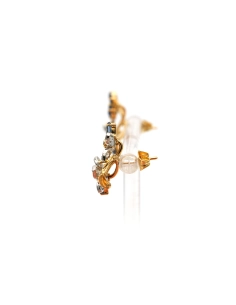 Boucles d'oreilles contemporaines en or jaune 18 carats serties de saphirs, de rubis et de diamants "taille" brillant (+-1.20ct)