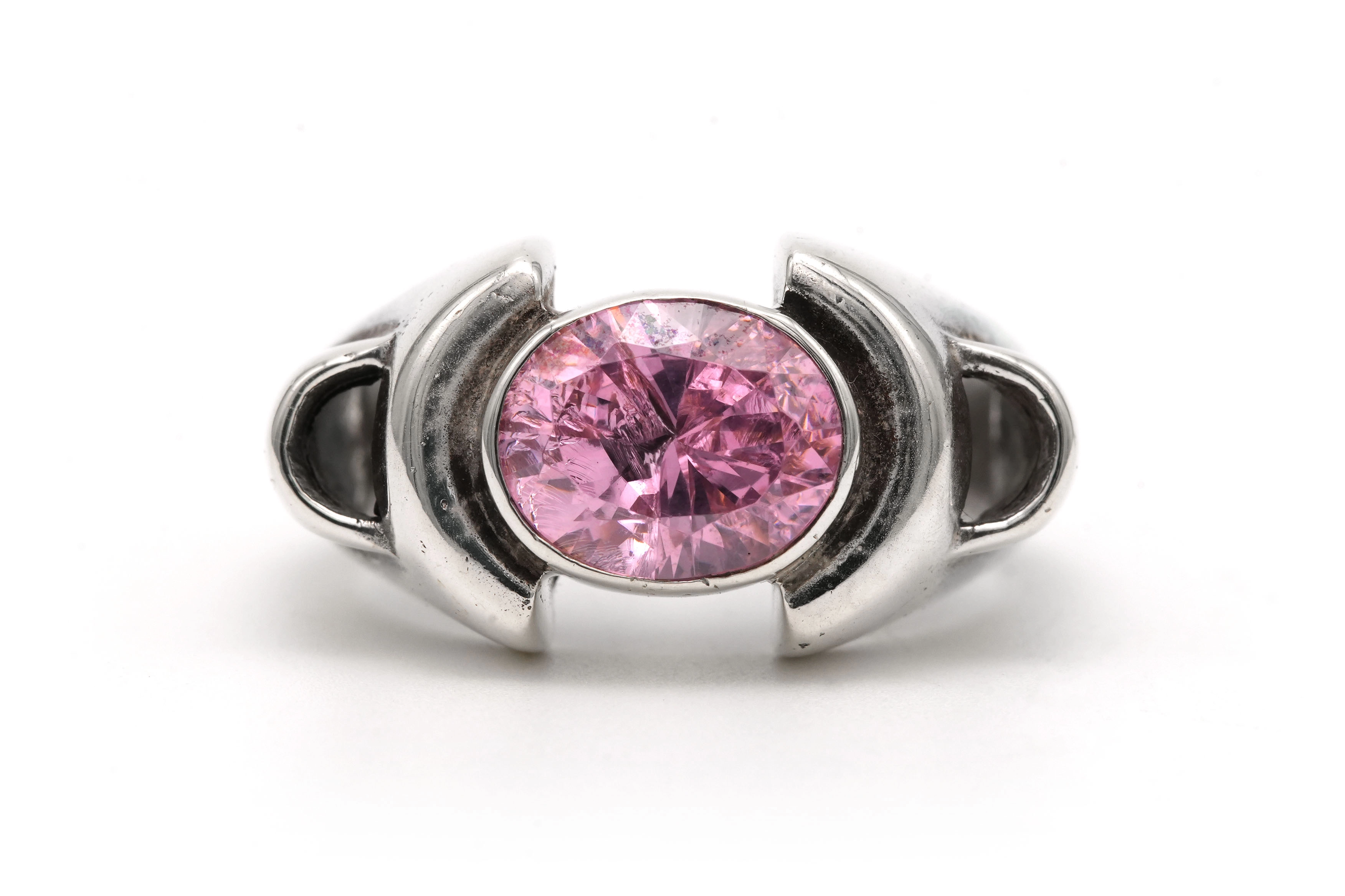 Bague Années 70 en argent 925 sertie d'un zirconium - 1