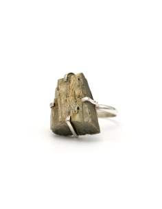 Bague contemporaine en argent 925 sertie d'une pyrite - 1