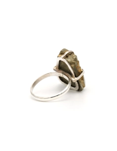 Bague contemporaine en argent 925 sertie d'une pyrite - 5