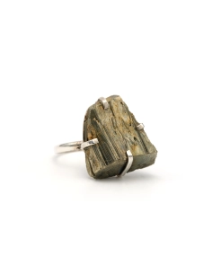 Bague contemporaine en argent 925 sertie d'une pyrite - 6