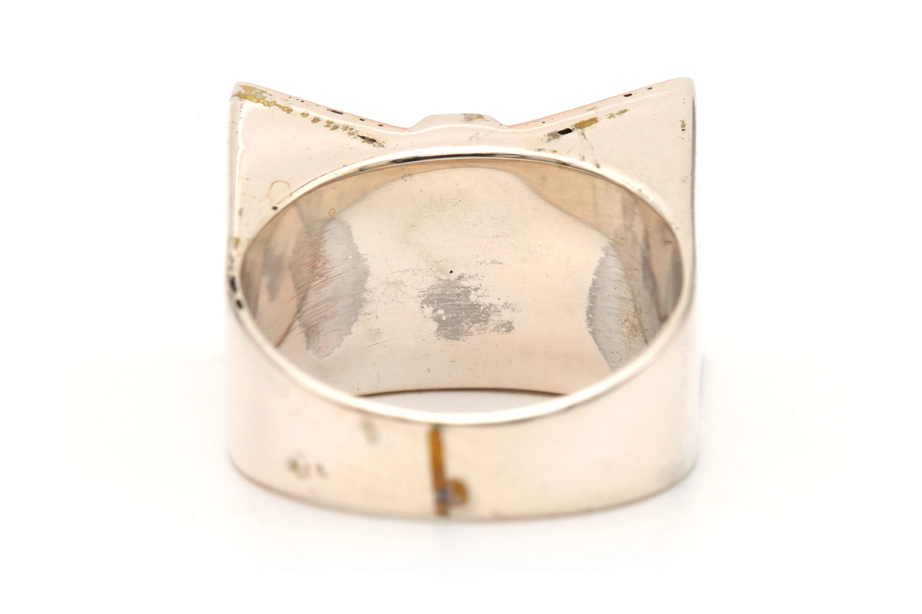 Bague Art Déco en argent et or jaune 18 carats sertie de strass - 4