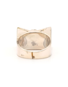Bague Art Déco en argent et or jaune 18 carats sertie de strass - 4