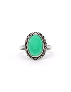 Bague Art Déco en argent sertie d'une chrysocolle et de marcassites - 1