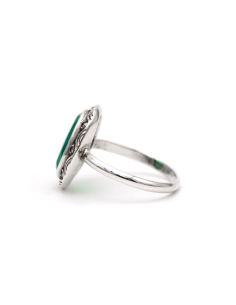Bague Art Déco en argent sertie d'une chrysocolle et de marcassites - 3