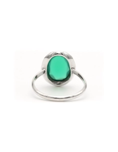 Bague Art Déco en argent sertie d'une chrysocolle et de marcassites - 4