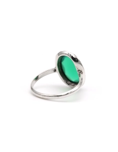 Bague Art Déco en argent sertie d'une chrysocolle et de marcassites - 5