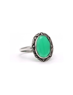 Bague Art Déco en argent sertie d'une chrysocolle et de marcassites - 6