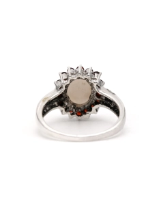 Bague contemporaine en argent 925 sertie d'une opale et de grenats - 4
