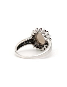 Bague contemporaine en argent 925 sertie d'une opale et de grenats - 5