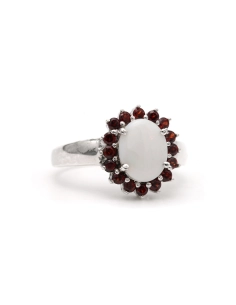 Bague contemporaine en argent 925 sertie d'une opale et de grenats - 6