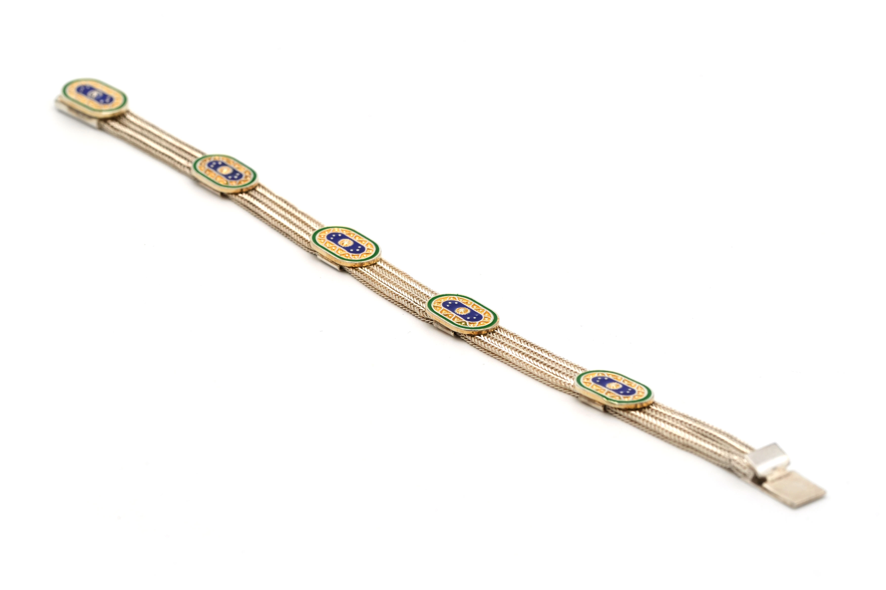 Bracelet contemporain en argent 925 serti d'émail - 2