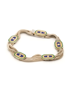 Bracelet contemporain en argent 925 serti d'émail - 1