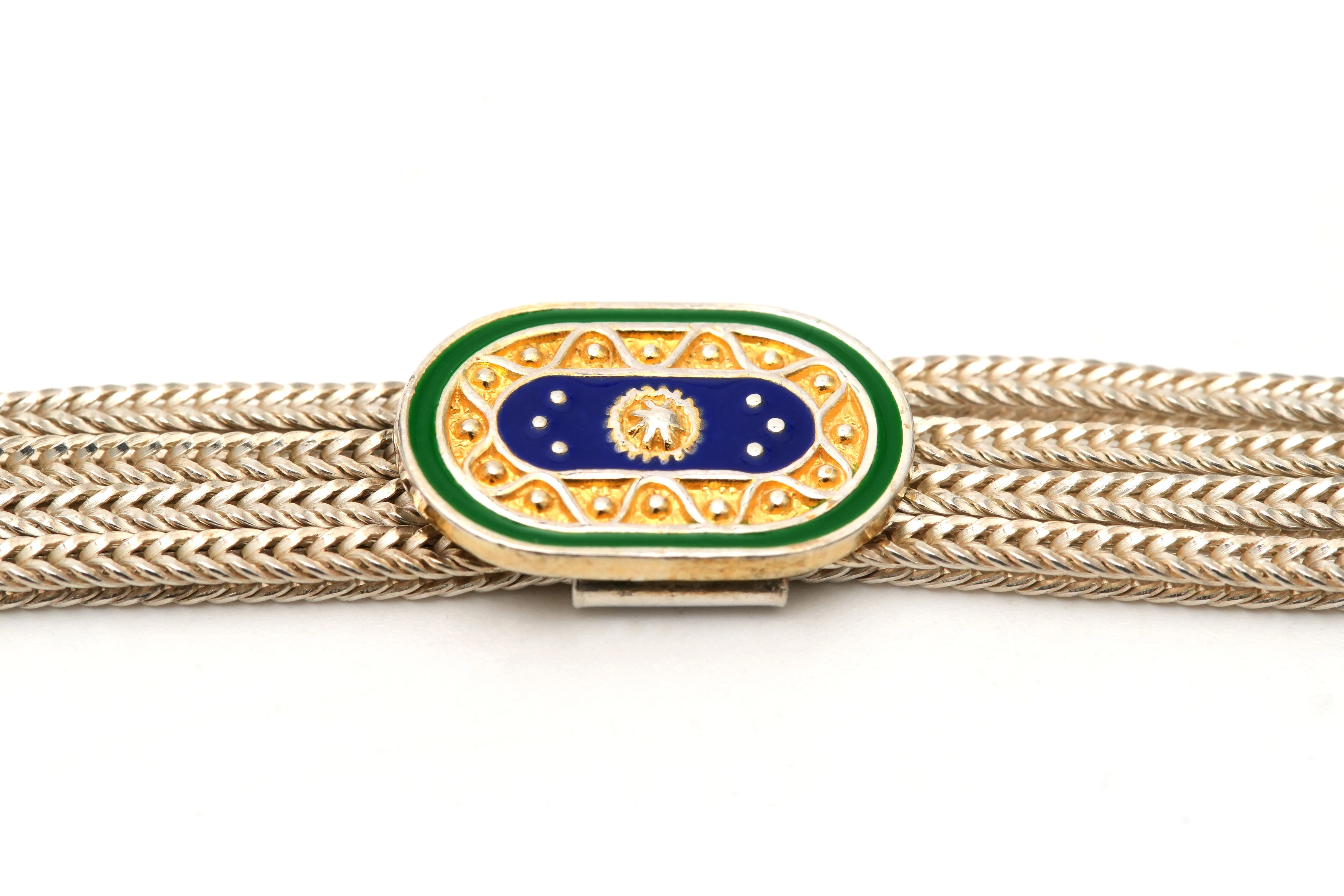 Bracelet contemporain en argent 925 serti d'émail - 4