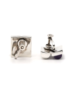 Boucles d'oreilles Années 70 en argent 970 serties d'une améthyste - 4