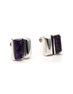 Boucles d'oreilles Années 70 en argent 970 serties d'une améthyste - 5