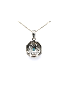 Pendentif contemporain en argent 925 serti d'une turquoise et de marcassites - 4