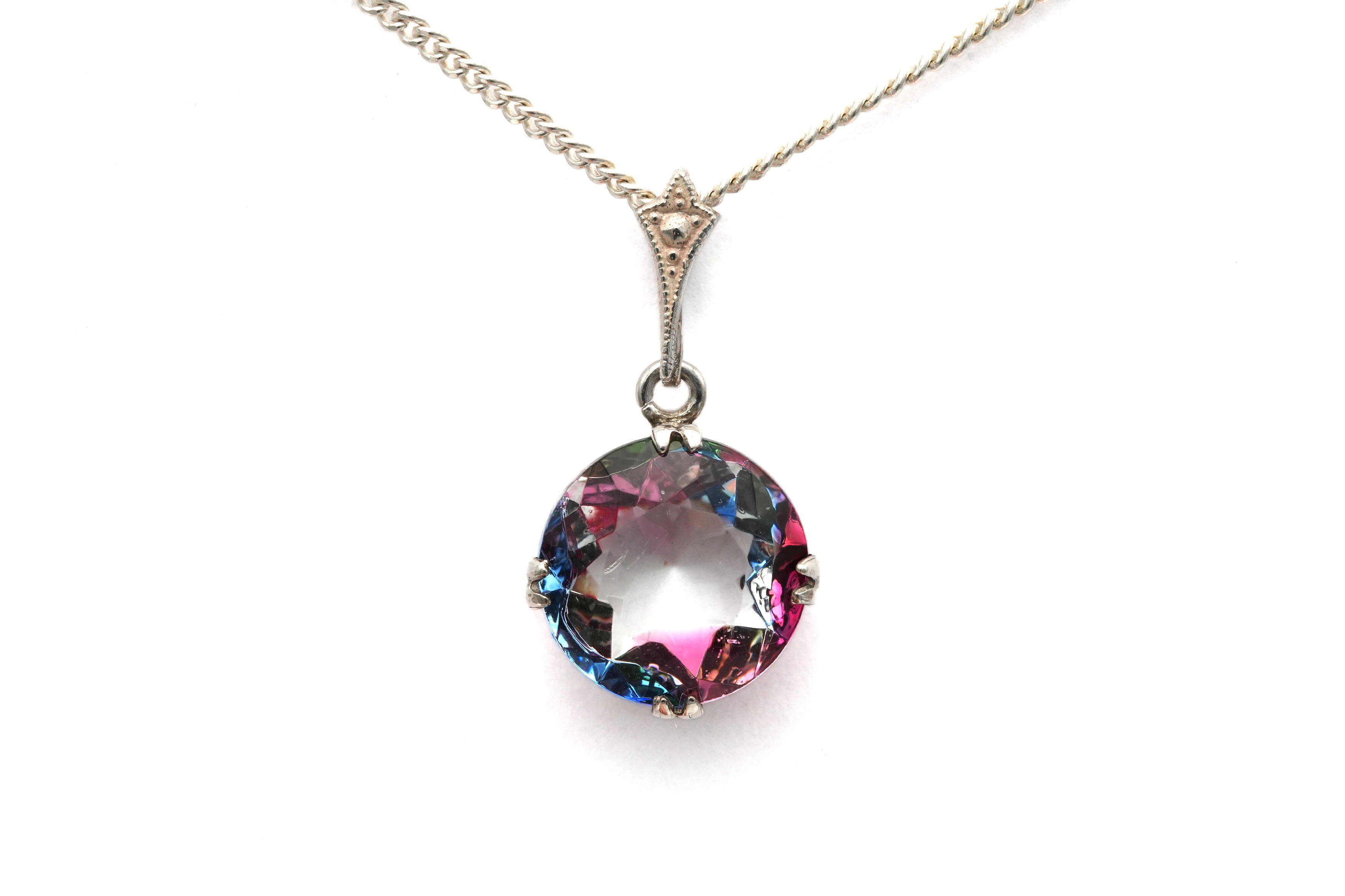 Pendentif Art Déco en argent serti d'une pierre du Rhin - 1
