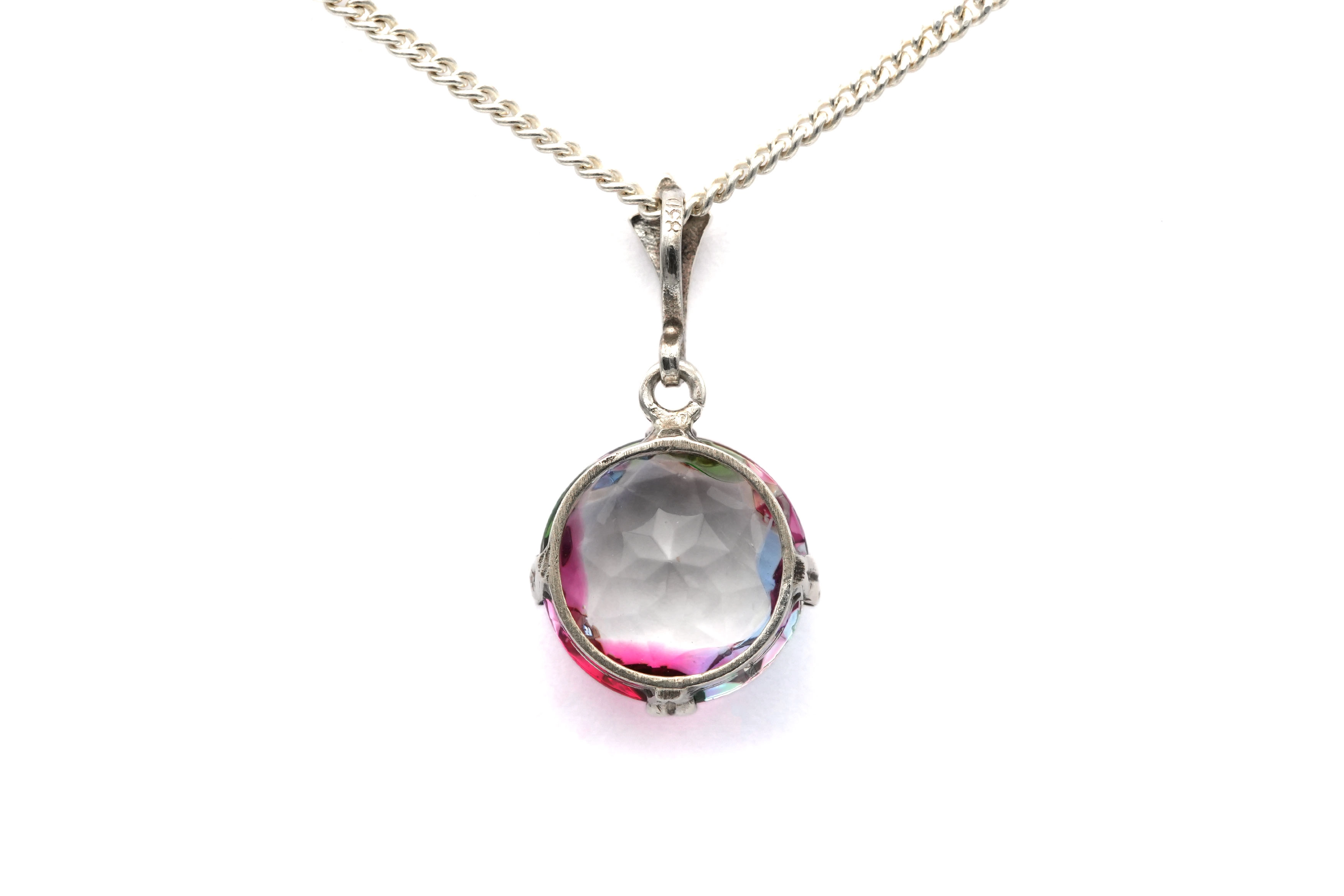 Pendentif Art Déco en argent serti d'une pierre du Rhin - 2