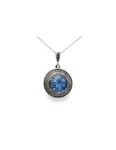 Pendentif Art Déco en argent serti d'une spinelle de synthèse et de strass - 1