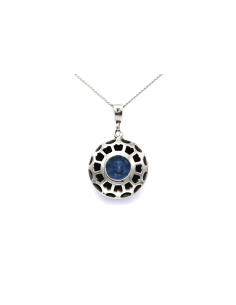 Pendentif Art Déco en argent serti d'une spinelle de synthèse et de strass - 4