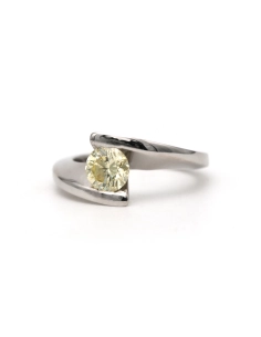 Bague contemporaine en or blanc 18 carats sertie d'un diamant jaune taille "brillant" (+-0.75ct) - 2