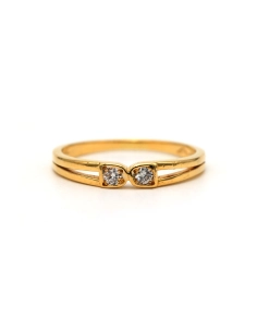 Bague contemporaine en or jaune 18 carats sertie de diamants taille "brillant" (+-ct) - 1