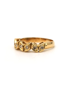 Bague contemporaine en or jaune 18 carats sertie de diamants "taille" brillant (+-0.17ct) - 2