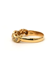 Bague contemporaine en or jaune 18 carats sertie de diamants "taille" brillant (+-0.17ct) - 3