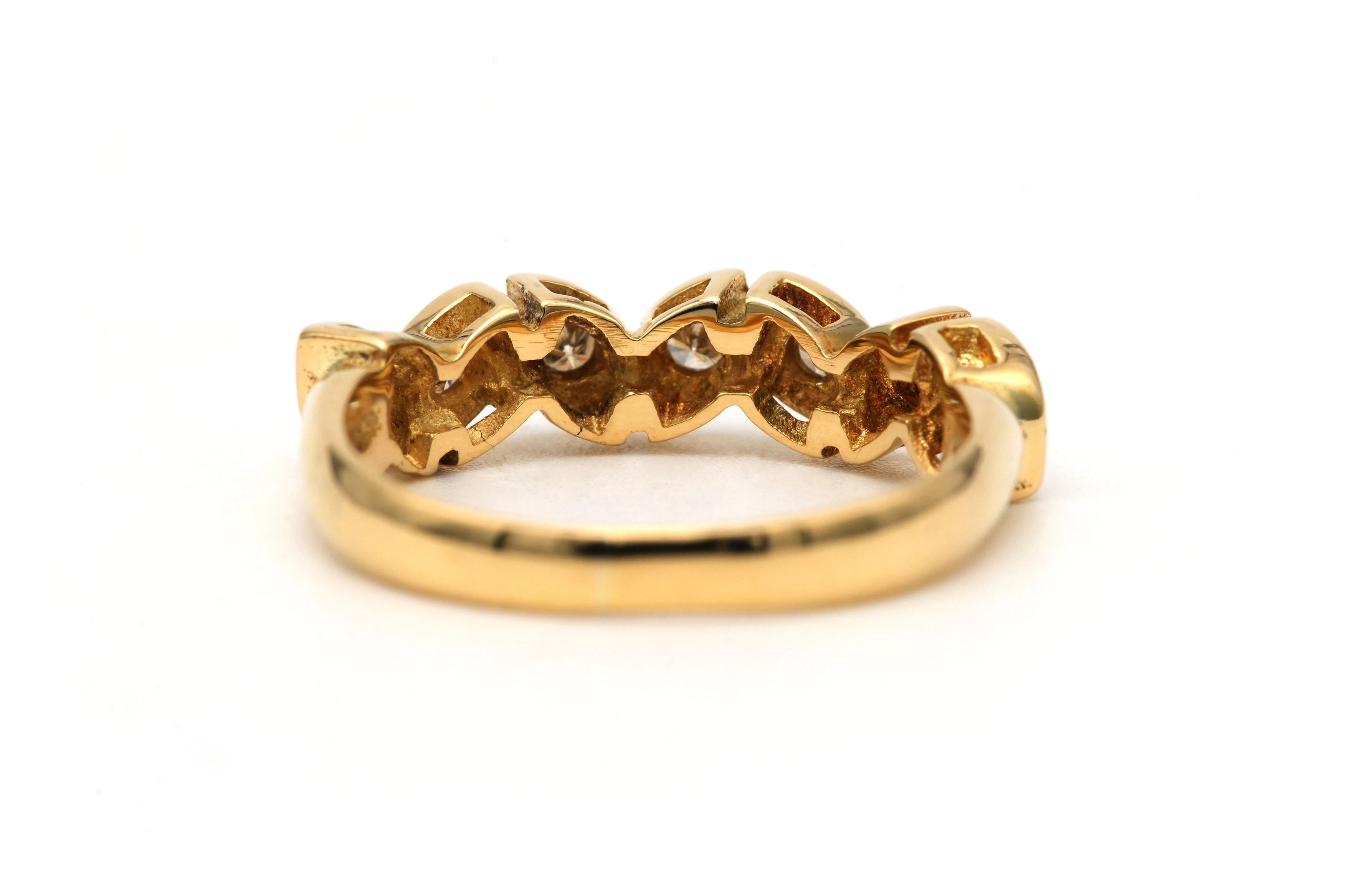 Bague contemporaine en or jaune 18 carats sertie de diamants "taille" brillant (+-0.17ct) - 4