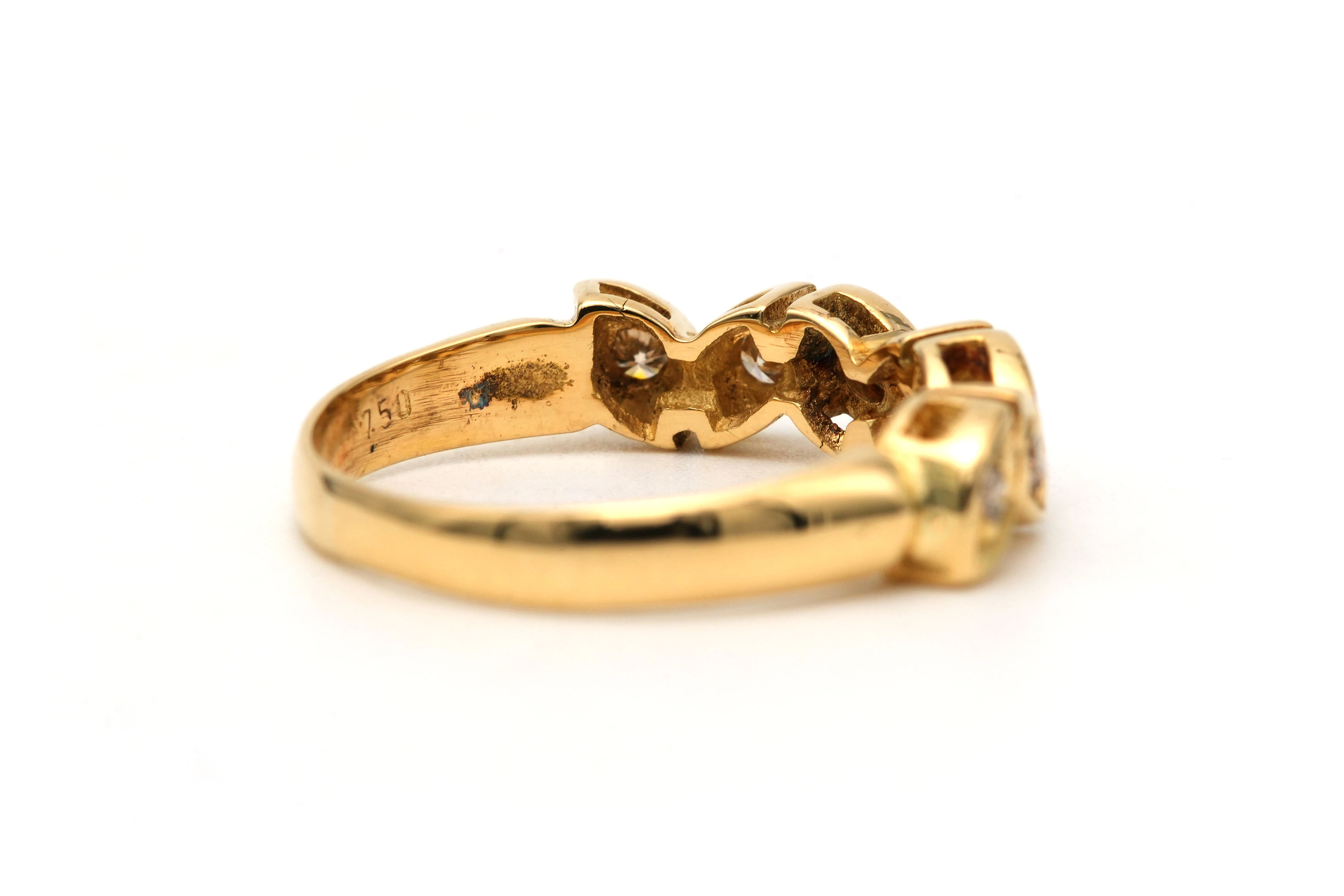 Bague contemporaine en or jaune 18 carats sertie de diamants "taille" brillant (+-0.17ct) - 5