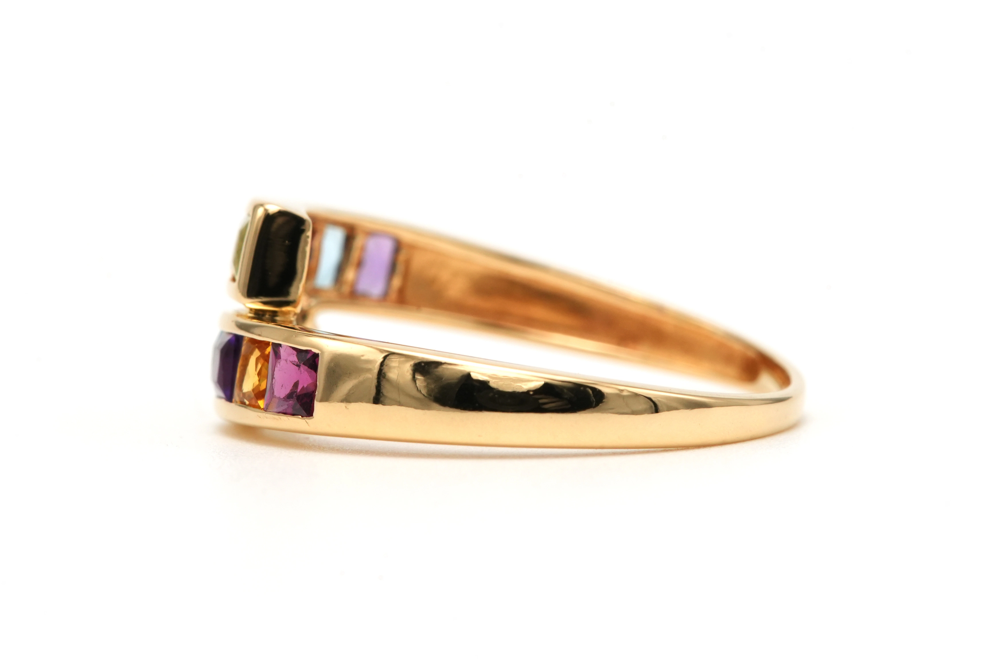 Bague contemporaine en or jaune 18 carats sertie de grenats, citrines, améthystes, péridots et topazes - 3