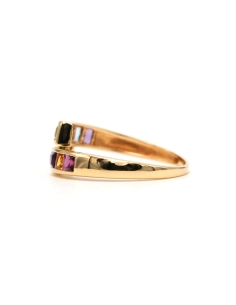Bague contemporaine en or jaune 18 carats sertie de grenats, citrines, améthystes, péridots et topazes - 3