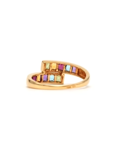 Bague contemporaine en or jaune 18 carats sertie de grenats, citrines, améthystes, péridots et topazes - 4