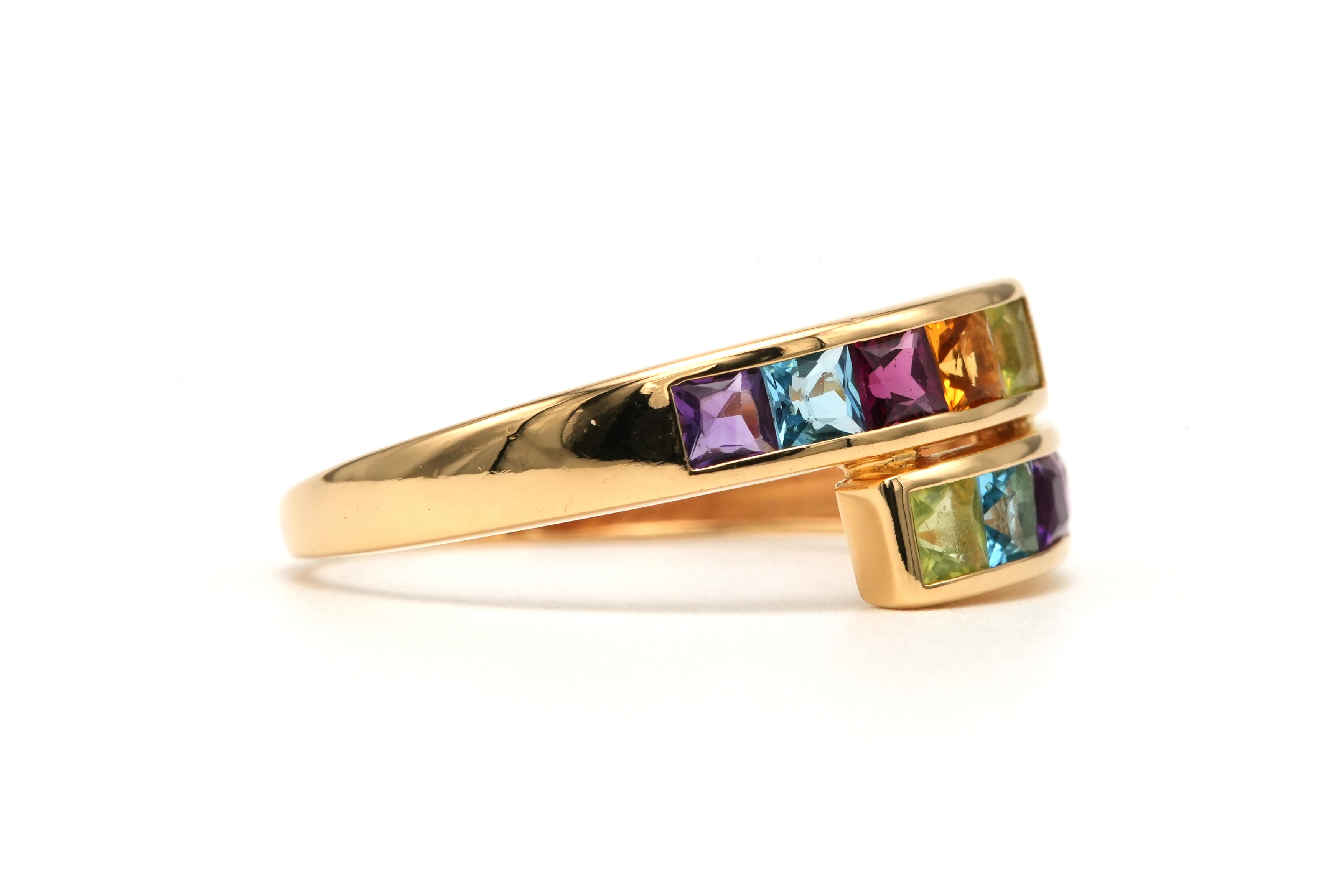 Bague contemporaine en or jaune 18 carats sertie de grenats, citrines, améthystes, péridots et topazes - 5