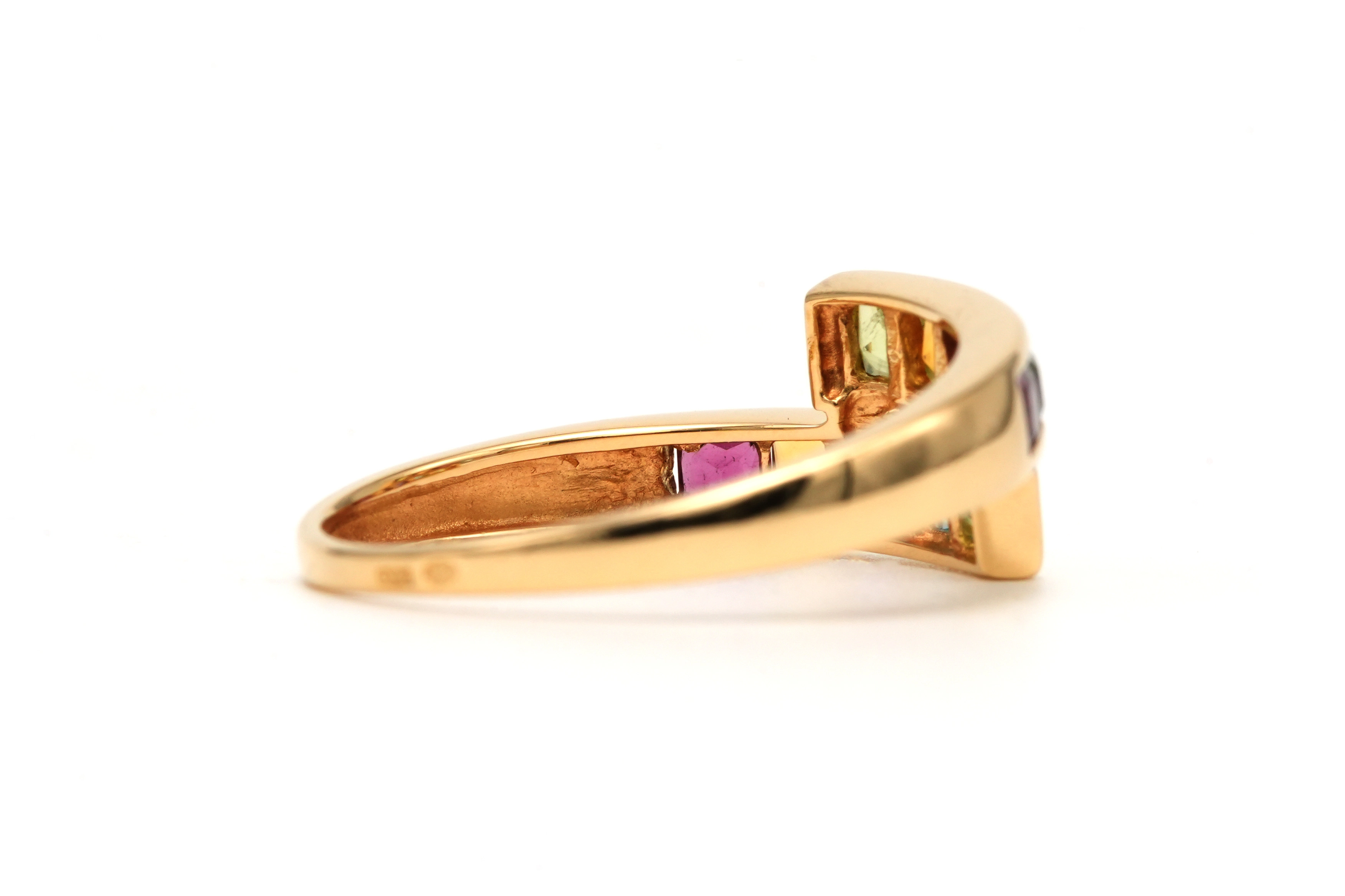 Bague contemporaine en or jaune 18 carats sertie de grenats, citrines, améthystes, péridots et topazes - 6