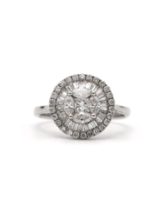 Bague contemporaine en or blanc 18 carats sertie de diamants taille "baguette", "marquise" et "brillant" (+-1.22ct) - 1