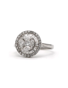 Bague contemporaine en or blanc 18 carats sertie de diamants taille "baguette", "marquise" et "brillant" (+-1.22ct) - 2