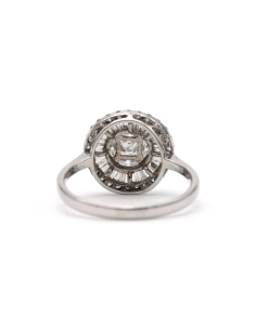 Bague contemporaine en or blanc 18 carats sertie de diamants taille "baguette", "marquise" et "brillant" (+-1.22ct) - 4