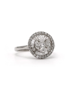 Bague contemporaine en or blanc 18 carats sertie de diamants taille "baguette", "marquise" et "brillant" (+-1.22ct) - 6