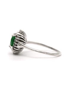 Bague contemporaine en argent 925 sertie d'un chrysoprase et de zirconiums - 3