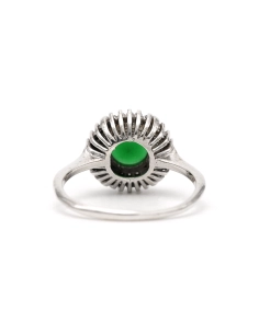 Bague contemporaine en argent 925 sertie d'un chrysoprase et de zirconiums - 4