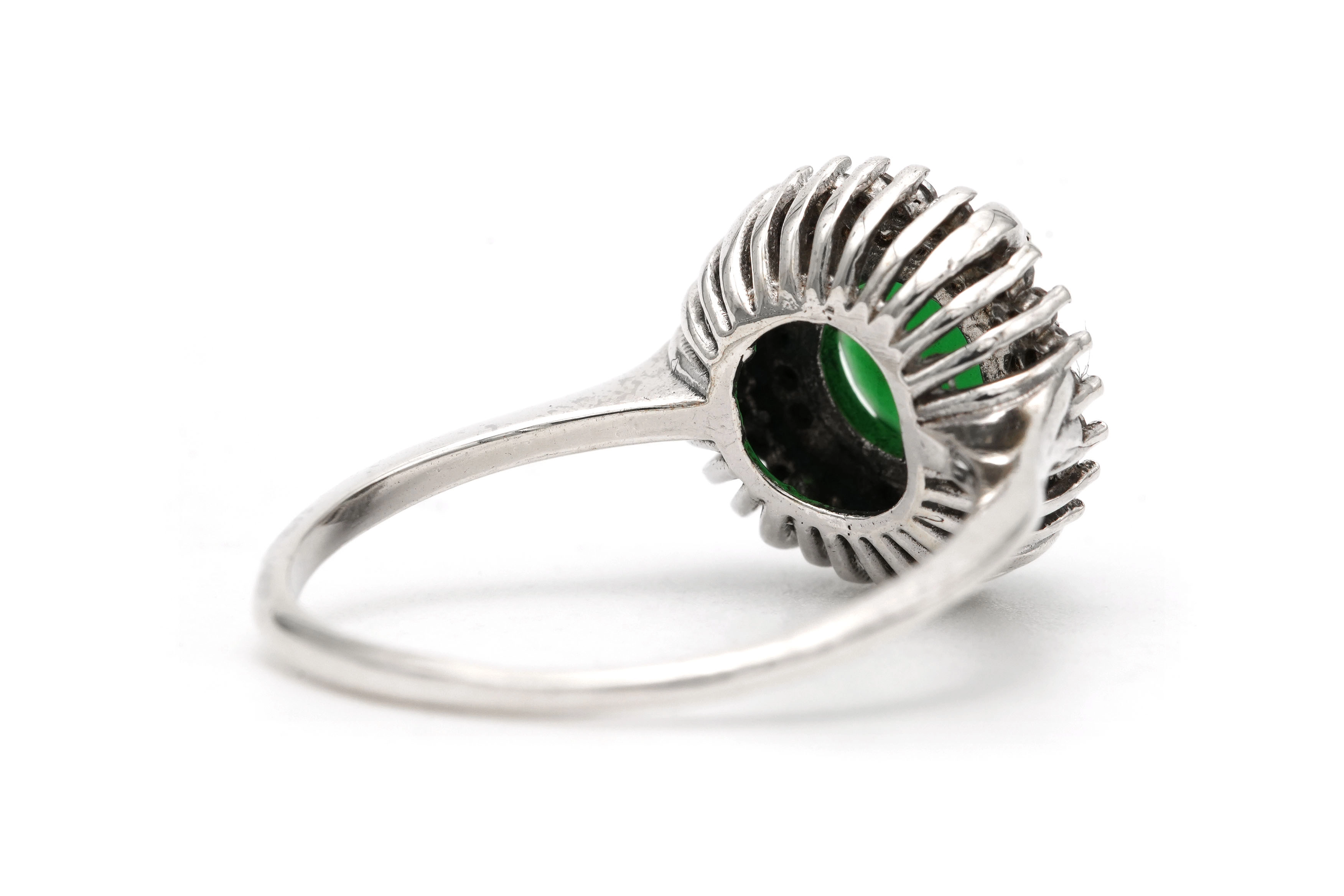Bague contemporaine en argent 925 sertie d'un chrysoprase et de zirconiums - 5