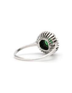 Bague contemporaine en argent 925 sertie d'un chrysoprase et de zirconiums - 5