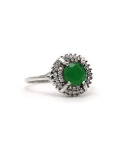 Bague contemporaine en argent 925 sertie d'un chrysoprase et de zirconiums - 6