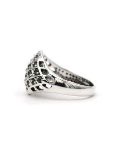 Bague contemporaine en argent 925 sertie d'émeraudes - 3
