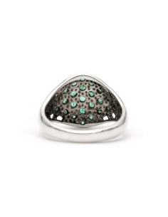 Bague contemporaine en argent 925 sertie d'émeraudes - 4