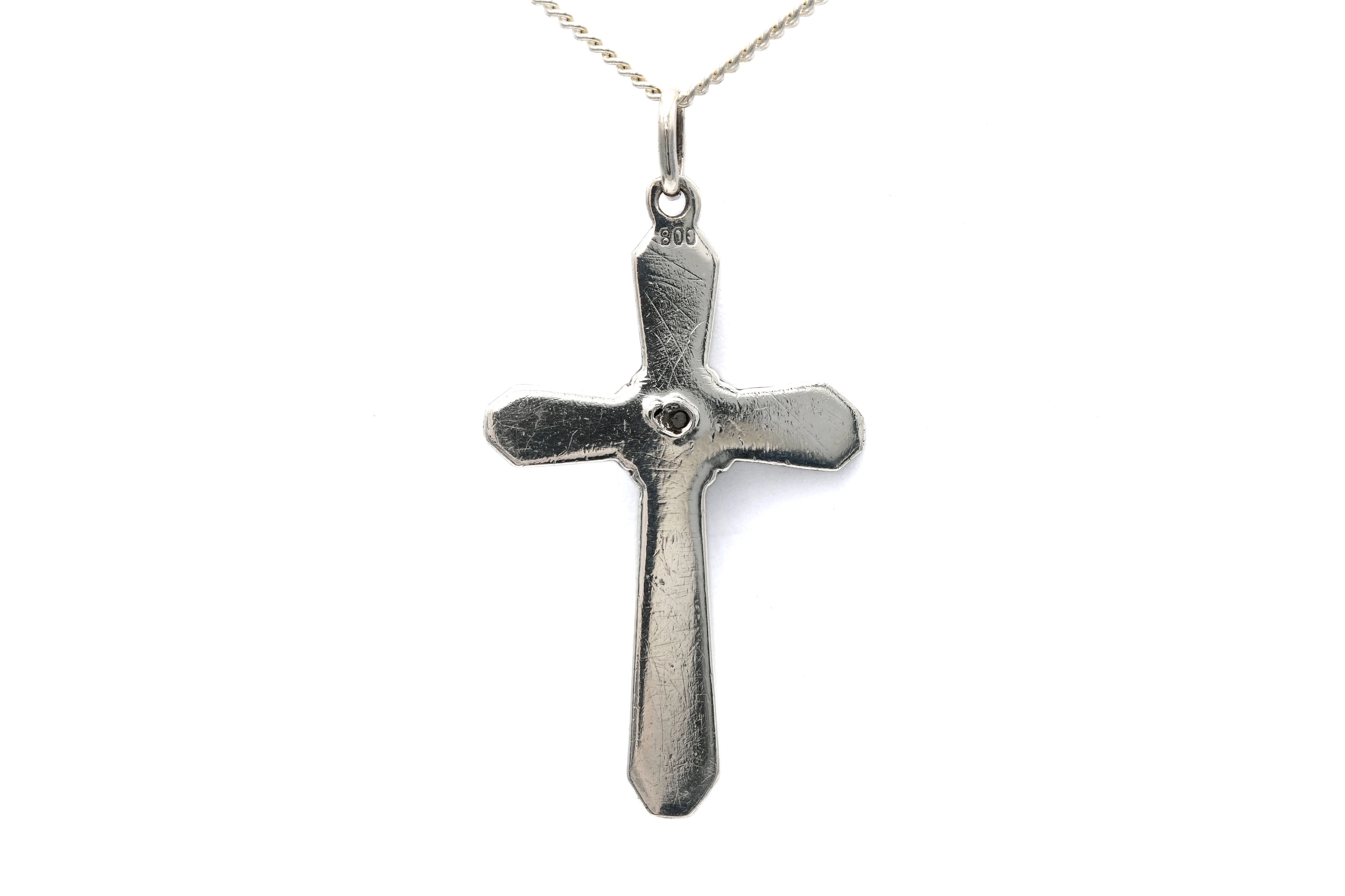 Pendentif Art Déco en argent 800 serti de marcassites et d'une turquoise - 4