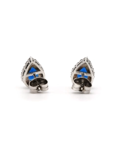 Boucles d'oreilles contemporaines en argent 925 serties de saphirs de synthèse et de zirconiums - 4