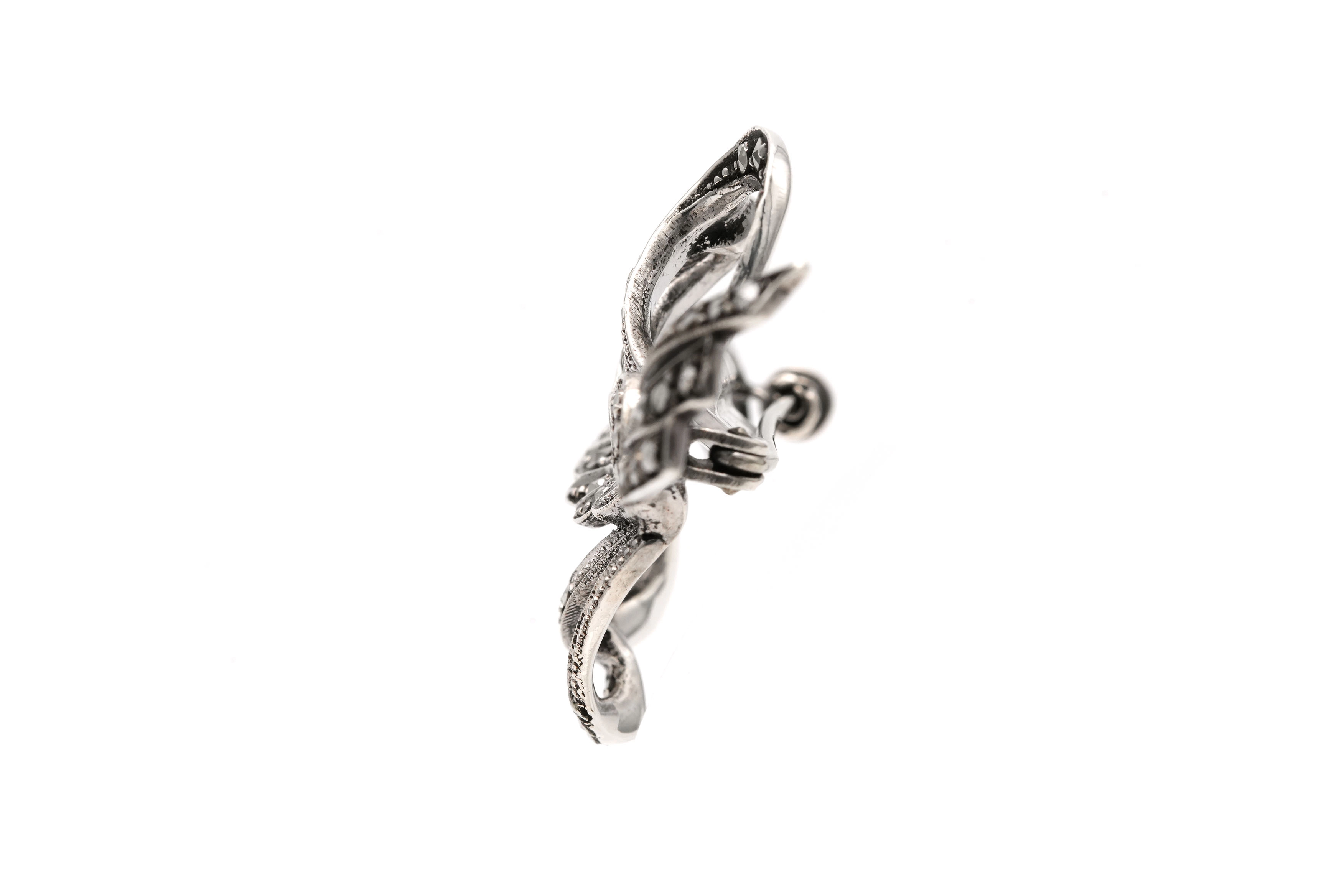 Broche Art Déco en argent 835 sertie de marcassites - 3